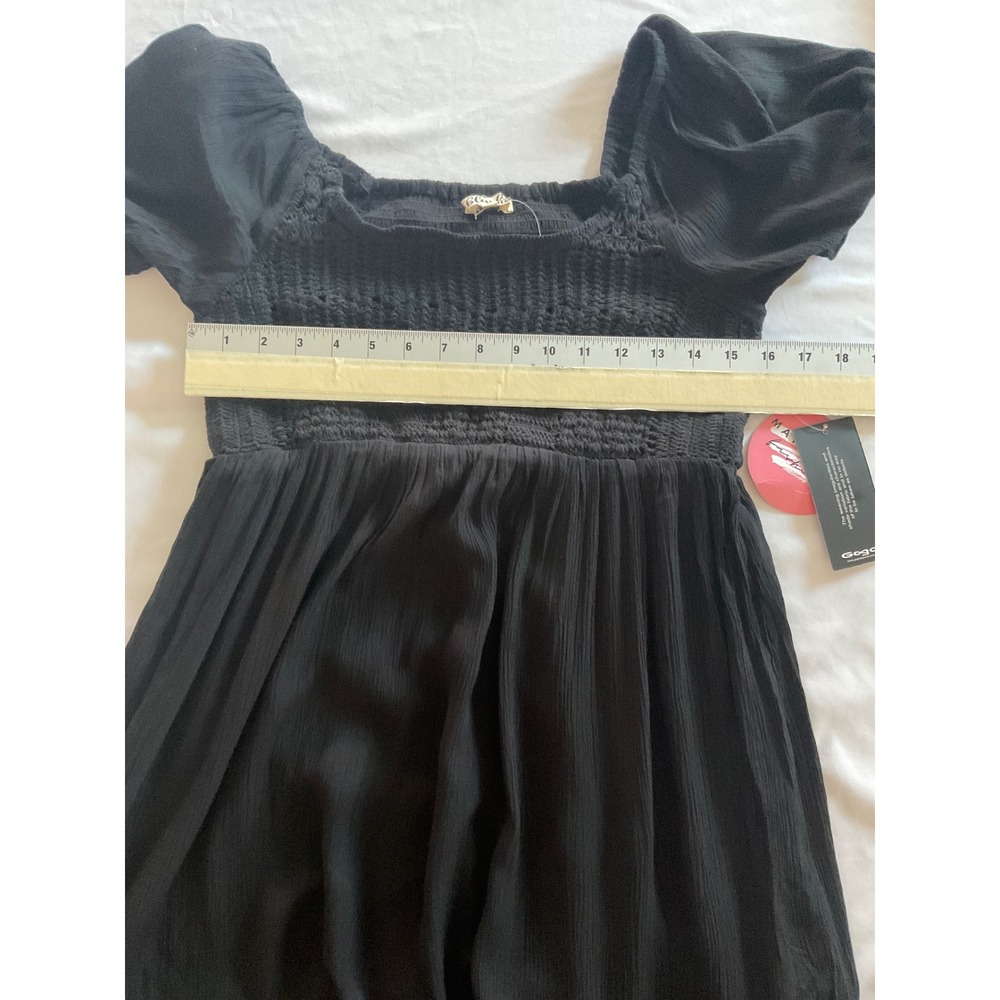 Blush Maternity Dress‎ Medium Black Ruffle Hem Short Sleeve Smocked - Picture 8 of 8
